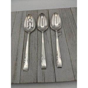 Vintage 1881 Rogers Proposal Silverplate Flatware Set of 3 Serving Spoons Pierce